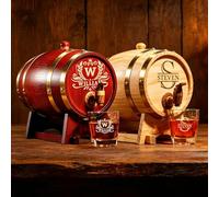 UIDMEN Personalized Wooden Whiskey Barrel, 3L Oak Aging Barrel, Custom Name Initial, with Wood Stand, Bung & Spigot, Father's Day Gifts, Home Bar Decor, Gifts for Dad, Grandpa, Husband, Whiskey Lovers