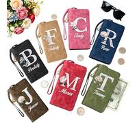 UIDMEN Personalized Wristlet Wallet for Women, Custom Pearl Initial Birth Flower and Name, PU Leather Wallet with Coin Pocket, Id Window & Grip Hand Strap, Mother's Day, Birthday Gift for Mom Friends