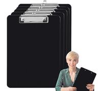 UieaMsio A4 Clipboard, 6 Pack Black Plastic Clipboards with Metal Clamp, Hanging Loop, A4 Size
