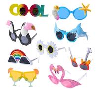 UieaMsio Party Glasses, 9 Pairs of Funny Sunglasses, Party Sunglasses for Leisure Use, Hawaiian Glasses, Party Accessories, Novelty Party Glasses for Children, Teenagers and Adults