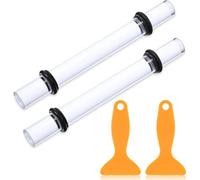 UieoKakeh 2PCS Polymer Clay Roller Tools Acrylic Clay Rolling Pin with 8 Adjustable Thickness Rings & 2 Scrapers for Shaping