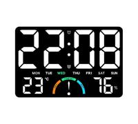 UieoKakeh Digital Wall Clock with Large LED Display Featuring Date, Temperature& Humidity, Modern Electric Design for Bedroom, Classroom C