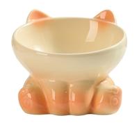 UieoKakeh Dog Bowl Cat Bowl with Slanted Mouth Pet Supplies Gradient Ceramic Drinking Eating Bowl Pet Bowl Yellow