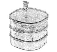 UieoKakeh Exquisite Jewelry Storage Box Rotating Design, Transparent Band Partition High-End, Earring& Ring Organizer A