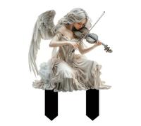 UieoKakeh White Angel Playing Violin Acrylic Garden Stakes Flower Pot Lawn Farm Decoration Ground Plug Decoration Sign