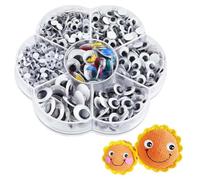 UIEXAY 700 Pieces Eyes Stickers for Crafts Self Adhesive Moving Eyes Stickers 4 mm-12 mm Includes 30 Coloured Eyes for Children Handicrafts (Black White Colored)