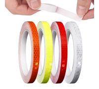 UIEXAY Pack of 4 Rolls of Reflective Tape - 10mm x 8m - Self Adhesive and Waterproof Warning Strips - Cut to Size for Vehicles, Bicycles, Helmets