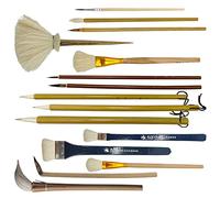 Uigerl Glaze Brushes 14PCS Pottery Art Painting Tools Pottery Brush DIY Ceramics Design Glazed Coloring Painting Ceramic Painting Brushes White