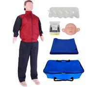 UIGJIOG Cardiopulmonary Resuscitation First Aid Model Full Body Manikins Dummy Adult Kit with Replaceable Face Mask 4 Replaceable Lung Bags 50 Barrier Masks Mat Carrying Bag for Medical Teaching