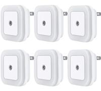 Uigos LED Night Light Lamp with Smart Sensor Dusk to Dawn Sensor, Daylight White, 0.5W Plug-in, 6 Piece