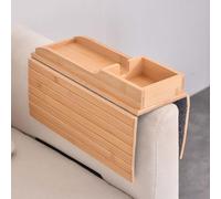 UIHECTA Bamboo Couch Caddy Holder, All-in-One Foldable Armrest Tray with Cup Holder for Drinks Snacks Phone Remote Control,Style 3,41 * 34cm