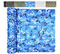 UIHECTA Camouflage Netting, Camo Tarp Sun Shade Net, Sunscreen Nets, for Hunting Blind, Military, Dinosaur Birthday Theme Party Decoration, Camping Shooting,Blue,7x18m
