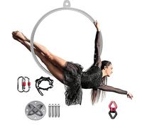 UIHECTA Complete Lyra Aerial Hoop Kit, Aerial Rings Equipment, Lyra Hoop Aerial Hoop Set, Single Point Stainless Steel Hoop, Circus Hoop, for Dancing Studio, Aerial Fitness,001,Diameter 90cm
