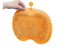 UIHECTA Non-Slip Shower Mat - Foot Wash Scrubber Pad, Fast-Drying Bath Mat, Suction Mount Wall Accessory, Ideal for Bathroom Bathtub Spa Hotel Pool Areas,Orange,23 * 30cm