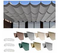 UIHECTA Retractable Wave Sun Shade Cloth, Rectangular Sun Shade Sail, Waterproof, Tear Resistant, Anti-UV Canvas, for Outdoor Garden Balcony Beach,Light Grey,1.5×5M (W×L)