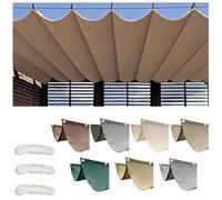 UIHECTA Retractable Wave Sun Shade Cloth, Rectangular Sun Shade Sail, Waterproof, Tear Resistant, Anti-UV Canvas, for Outdoor Garden Balcony Beach,Khaki,1.5×6M (W×L)