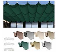 UIHECTA Retractable Wave Sun Shade Cloth, Rectangular Sun Shade Sail, Waterproof, Tear Resistant, Anti-UV Canvas, for Outdoor Garden Balcony Beach,Green,1.2×4M (W×L)