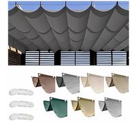UIHECTA Retractable Wave Sun Shade Cloth, Rectangular Sun Shade Sail, Waterproof, Tear Resistant, Anti-UV Canvas, for Outdoor Garden Balcony Beach,Dark Grey,1.5×10M (W×L)