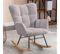 UIHECTA Rocking Chair Nursery, Teddy Upholstered Glider Rocker, Modern Rocking Accent Chairs, with High Backrest, for Nursery, Living Room, Bedroom, Classroom,007