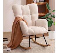 UIHECTA Rocking Chair Nursery, Teddy Upholstered Glider Rocker, Modern Rocking Accent Chairs, with High Backrest, for Nursery, Living Room, Bedroom, Classroom,001