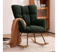 UIHECTA Rocking Chair Nursery, Teddy Upholstered Glider Rocker, Modern Rocking Accent Chairs, with High Backrest, for Nursery, Living Room, Bedroom, Classroom,003
