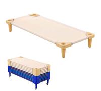 UIHECTA Stackable Kiddie Cot, Stacking Preschool Classroom Kids Cots, Daycare Cots, Ready-To-Assemble, Classroom Furniture, for Kids and Toddlers,Beige,5PCS 130cm