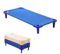 UIHECTA Stackable Kiddie Cot, Stacking Preschool Classroom Kids Cots, Daycare Cots, Ready-To-Assemble, Classroom Furniture, for Kids and Toddlers,Blue,10PCS 130cm