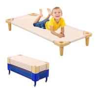 UIHECTA Stackable Sleeping Daycare Cots for Kids, Portable Toddler Nap Cots, Ready-to-Assemble, Space-Saving, Children Naptime Cot, for Classroom Preschool,Beige,10PCS 138cm