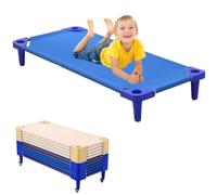 UIHECTA Stackable Sleeping Daycare Cots for Kids, Portable Toddler Nap Cots, Ready-to-Assemble, Space-Saving, Children Naptime Cot, for Classroom Preschool,Blue,10PCS 130cm