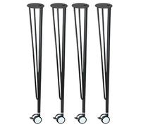 UIHECTA Table Leg Set with Swivel Casters, 4 Piece Set, Metal Table Legs for Office Desk, Computer Table, Dining Table, Dressing Table, Meeting Room Table,Black,74.5 * 10.5cm