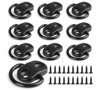 UIHRLM 10 Pack Tie Down Anchor, Black D-Ring Stainless Iron Tie Down Hooks with Screws, Lashing Rings Trailer Anchors Accessories for Load Securing Truck Boat Cars Kayak Trailer Motorcycles