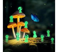UIHRLM 10PCS Fairy Garden Accessories, Luminous Mini Resin Tree Elves, Miniature Alien Figure, Glow in the Dark Garden Spirits Kit for Outdoor Patio Micro Landscape Lawn Yard Decoration