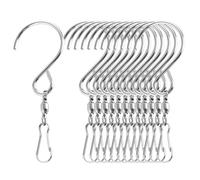 UIHRLM 12PCS Swivel Hook, 360 Degree Stainless Steel Swivel Hooks Clips, Wind Spinners Rotating Hooks Clips for Hanging Wind Chime Crystal Twisters Birdcages Garden Bells Party Ornaments