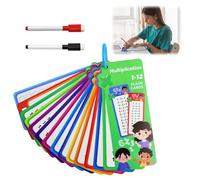 UIHRLM 15PCS Times Tables Flash Cards, Rainbow 1-12 Multiplication Flash Cards with 2 Dry Erase Markers and Key Ring, Math Learning Flashcards for 1st to 3rd Grade Classroom Home Practice