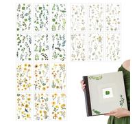 UIHRLM 18 Sheets Flower Stickers, Self-Adhesive Scrapbook Stickers with Sunflower & Daisy & Eucalyptus Leaves, Transparent Floral Themed Decals for Scrapbooking, DIY Crafts, Card, Bottles