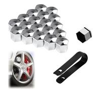 UIHRLM 20PCS Wheel Nut Covers, 19mm Hexagonal Lugnut Covers with Removal Tool, Auto Hub Anti-theft Bolt Trims Caps Decoration, Universal Fit Screw Bolt Protection Cover for Most Car (Chrome Silver)