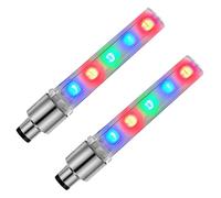 UIHRLM 2PCS Bike Wheel Lights, 5 LED Flash Light Bike Spoke Lights with 7 Blinking Modes, Bicycle Tire Valve Cap Spoke Light Flash Lamps Bikes Decorative Accessories for Night Riding Use
