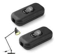 UIHRLM 2PCS Inline Switches, 250V 6A Double Pole Inline Light Switche, 2 or 3 Core Torpedo Switches Accept Flat or Round Wire for Repair Replacement Desk Lamp Bulb Light Small Appliance (Black)