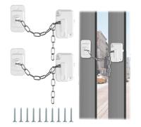 UIHRLM 2PCS No Drilling Window Locks - Adjustable Child & Pet Safety Restrictors with Keyless Locking System, Self-Adhesive Security Lock for Sliding Doors Windows Drawers Refrigerators