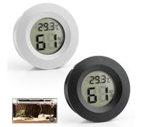 UIHRLM 2PCS Reptile Thermometer Hygrometer, Black Round Humidity Meter with LCD Digital Display for Temperature Gauge for Breeding Boxes, Incubators, Terrariums, Lizards, Tortoises (Black+White)