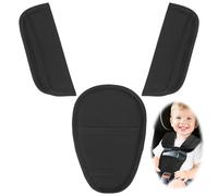 UIHRLM 3 Pieces Baby Seat Belt Pads Set, Universal Soft Car Seat Strap Pads, Shoulder Belt Covers & Crotch Pad Cushion Fit Most Car Seat Pushchair Stroller of Newborns Infants Kids (Black)