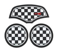 UIHRLM 3PCS Car Coasters Compatible with Mini Cooper F55 F56, Anti-Slip Black Soft Silicone Ornaments Coaster Set, Vehicle Car Cup Insert Holder Storage Box Shockproof Mat Accessories