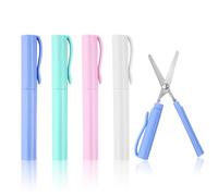 UIHRLM 4 PCS Pen Shape Scissors, 4 Color Portable Mini Pen Shape Scissors, Multifunctional Cute Travel Safe Folding Pocket Tool for DIY Art Craft Paper Cutting Office School Home Use