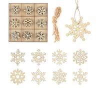 UIHRLM 45PCS Wooden Snowflakes Pendants, Natural Wooden Christmas Tree Ornaments with Boxes & Hanging Strings, 5cm Rustic Hanging Snowflake Pendant for DIY Craft, Christmas Trees Decoration Use