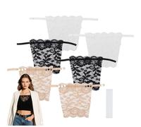 UIHRLM 6 PCS Modesty Panels for Low Cut Tops, 3 Color Lace Inserts with Invisible Sticker, Clip-On Mock Camisole Privacy Invisible Bra Cleavage Cover Up for Dresses Women Office Ladies