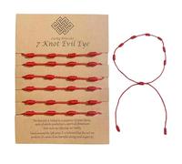 UIHRLM 6PCS Red String Bracelet, Adjustable 7 Knots Red Thread Bracelet, Unisex Kabbalah Protection Evil Eye Amulet Good Luck Thread Rope Talisman for Womens Boys Girls Family Friends