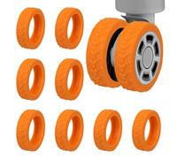 UIHRLM 8PCS Luggage Wheel Protector Covers, Silicone Suitcase Wheels Protectors Shock-Absorbing Anti-slip Noise Reduction Anti-Scratch, Accessories Carry On Travel Luggages Wheels Replacement (Orange)