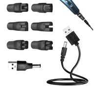 UIHRLM 8PCS Shaver Charger, 5V Universal Shaver Charger Kit Compatible with Philips Braun Wahl, USB Charger Cable Cord Replacement with 6 Shaver Power Adapter for Beard Trimmers, Shavers