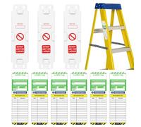 UIHRLM 9PCS Ladder Tags, 6 Ladder Inspection Tag Inserts with 3 Holders, Ladder Safety Tags Record Tag Set for All Types Scaffold Ladders Indoor and Outdoor Safety Accident Prevention