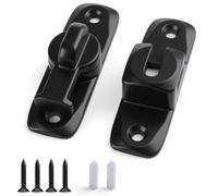 UIHRLM Black Flip Sliding Door Lock 90/180 Degree, Adjustable Alloy Aluminum Gate Security Latch with Screws for Home Office Wooden Doors Gates Cabinets, Self-Adhesive & Drilling Option